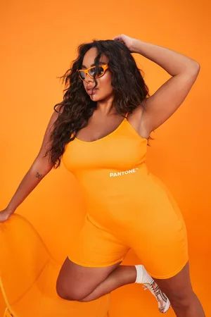 Boohoo Kvinna BH - Pantone Ribbad Unitard, Orange