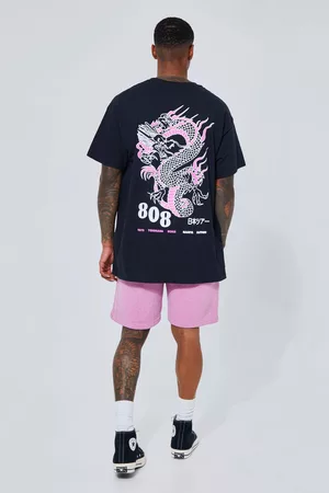 Boohoo Kvinna Oversize t-shirt - Set Med Oversize Urblekt T-Shirt Och Tryck, Pink