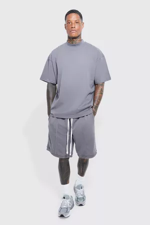 Boohoo Kvinna Oversize t-shirt - Oversize T-Shirt & Shorts Med Låg Gren, Grey