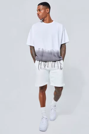 Boohoo Kvinna Vita klänningar - Oversized Ombre Offcl Tie Dye T-Shirt Set, White