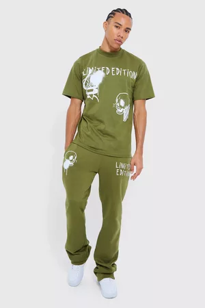 Boohoo Kvinna T-shirts - Tall Set Med T-Shirt Och Tryck, Green