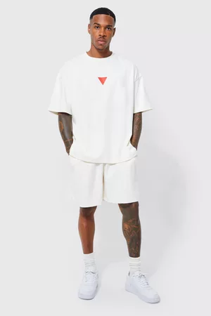 Boohoo Kvinna Oversize t-shirt - Oversize T-Shirt & Shorts Med Tryck, White