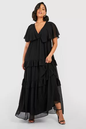 Boohoo Kvinna Maxiklänningar - Plus Långklänning Med Vid Ärm, Black