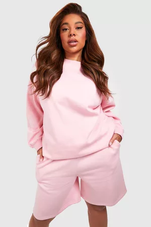Boohoo Kvinna Tracksuits - Plus Oversized Sweatshirt Short Tracksuit, Pink