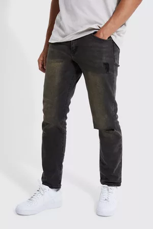Boohoo Kvinna Slim jeans - Slitna Jeans I Slim Fit, Brown
