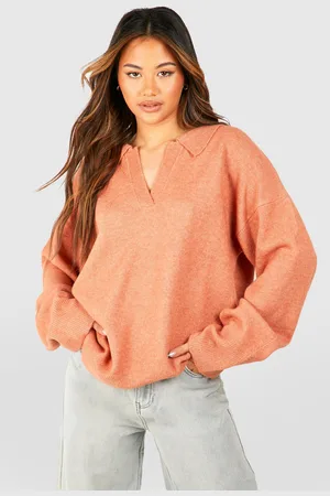 Soft Knit Fine Gauge Cropped Polo Collar Sweater