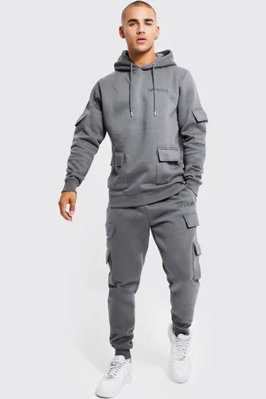 Boohoo Official Man Träningsoverall I Cargostil Med Huva Och Paneler