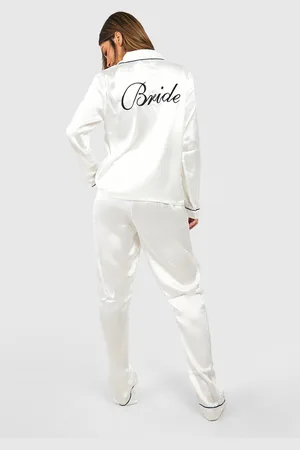 Boohoo Bride Pajamasset Med Byxor I Satin