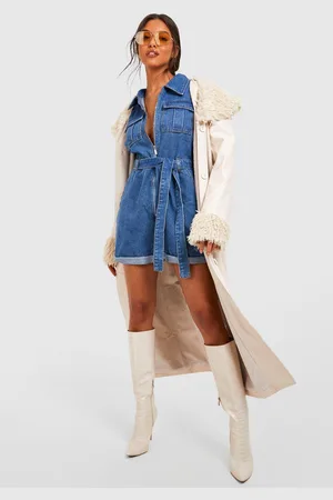 Boohoo Romper I Denim Med Bälte