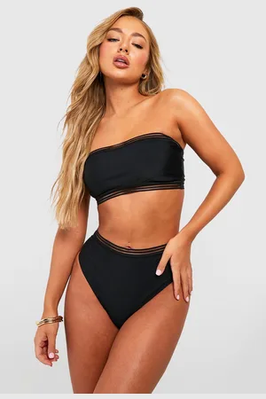Boohoo Bandeau-Bikini Med Meshdetaljer Och Hög Midja