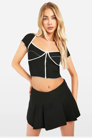 Boohoo Ribbad Korsett Med Dekorativa Sömmar Och Holkärm