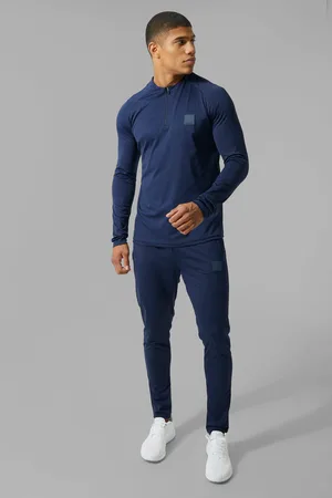 Boohoo Man Active Träningsoverall Med Rund Hals Och Kort Dragkedja