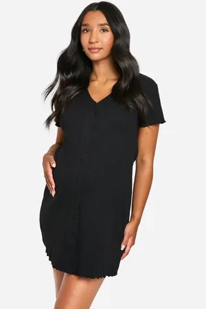 Boohoo Mammakläder Ribbat Nattlinne Med Knappar