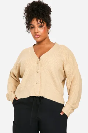 Boohoo Plus Mjuk Stickad Cardigan Med Knappar