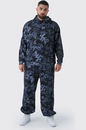 Boohoo Plus Oversize Träningsoverall Med Huva Och Vida Ben