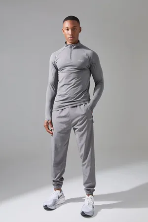 Boohoo Man Active Lång Träningsoverall Med Kort Dragkedja