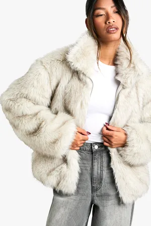 Boohoo Jacka Med Fuskpäls I Vintagestil