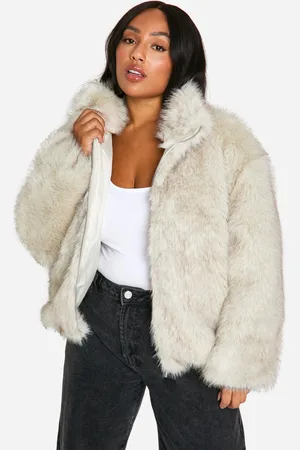 Boohoo Plus Jacka I Fuskpäls Med Hög Hals