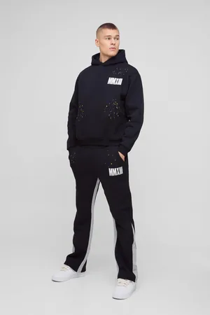 Boohoo Man Oversize Träningsoverall Med Huva Och Färgstänk