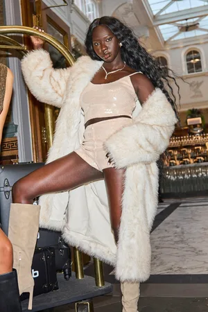Boohoo Luxe Tvåfärgad Fuskpäls