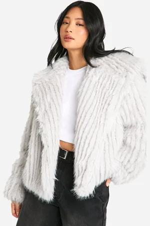 Boohoo Petite Oversize Jacka I Fuskpäls Med Krage