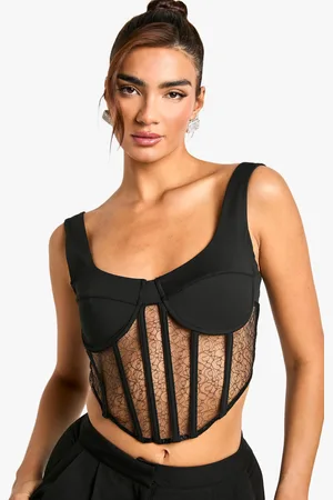 Boohoo Korsett I Satin Med Spetsdetaljer