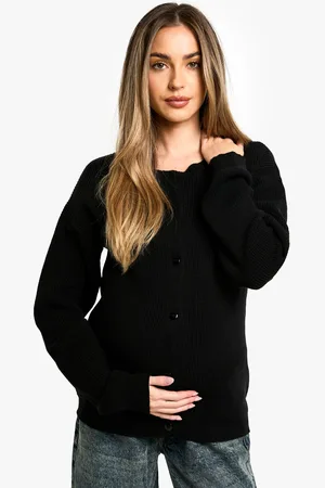 Boohoo Mammakläder Finstickad Cardigan Med Rund Hals