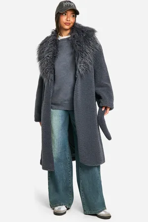 Boohoo Lång Kappa I Fuskpäls