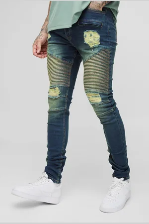 Boohoo Tall Slitna Skinny Biker Jeans Med Stretch