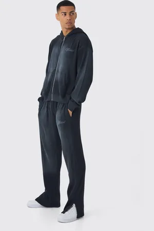 Boohoo Oversize Träningsoverall Med Huva, Dragkedja Och Brodyr