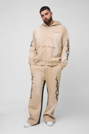 Boohoo Plus Oversize Träningsoverall Med Utsvängda Ben, Huva Och Dragkedja