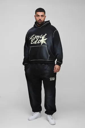 Boohoo Plus Oversized Träningsoverall Med Huva Och Kontrastsömmar