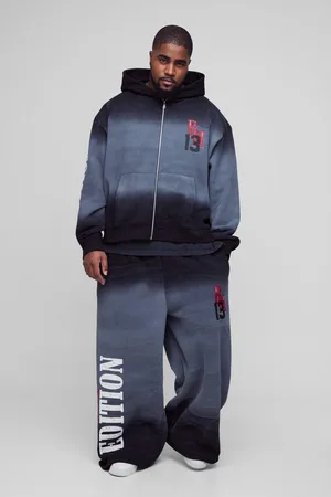 Boohoo Plus Official Oversize Träningsoverall Med Huva, Dragkedja Och Vida Ben