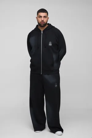 Boohoo Plus Oversize Träningsoverall Med Huva, Dragkedja Och Brodyr