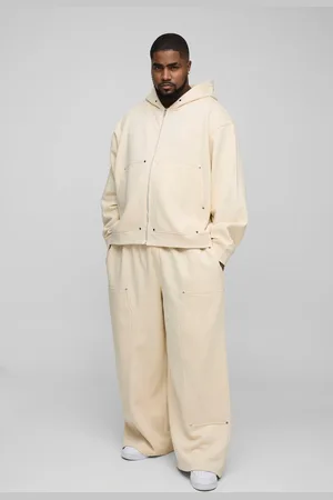 Boohoo Plus Oversize Träningsoverall I Tjockt Tyg Med Vida Ben
