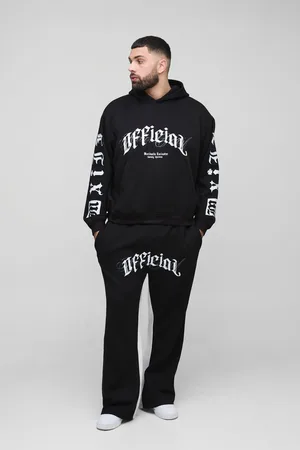 Boohoo Plus Official Oversize Träningsoverall Med Huva Och Utsvängda Ben