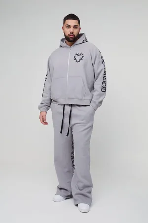 Boohoo Plus Oversize Träningsoverall Med Huva Och Tryck
