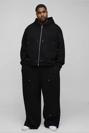 Boohoo Plus Oversize Träningsoverall I Tjockt Tyg Med Vida Ben