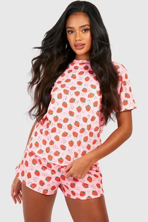 Boohoo Alla Hjärtans Dag Mönstrad Pajamas Med Shorts