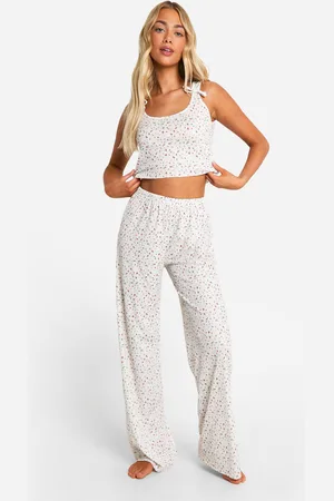 Boohoo Blommig Pajamas Med Väst Och Byxor