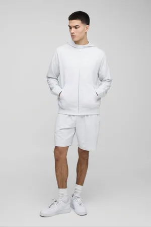 Boohoo Man. Basic Lätt Hoodie Med Dragkedja Och Shorts Med Ledig Passform