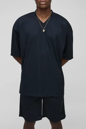 Boohoo Oversize Träningstopp Och Shorts I Mesh Med V-Ringning