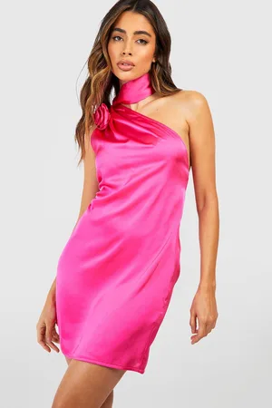 Boohoo Satinklänning Med Knytdetalj