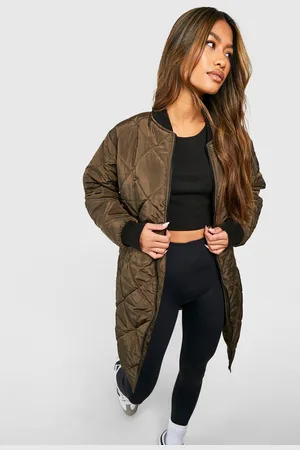 Boohoo Quiltad Bomberjacka I Lång Modell