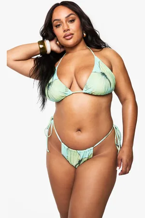 Boohoo Plus Triangelbikini Med Oversize Mönstrad Fjäril