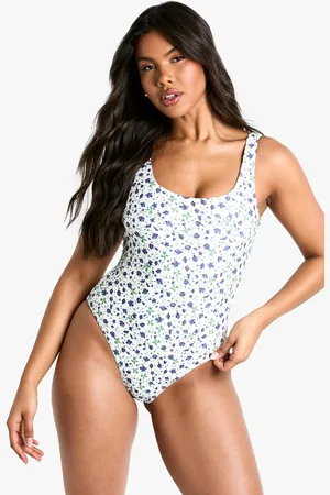 Boohoo Blommig Baddräkt Med Fyrkantig Halsringning