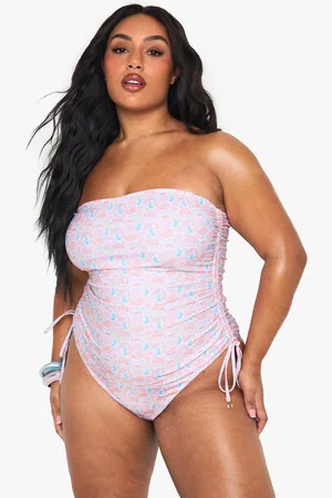 Boohoo Plus Baddräkt I Bandeaustil Med Pärlor