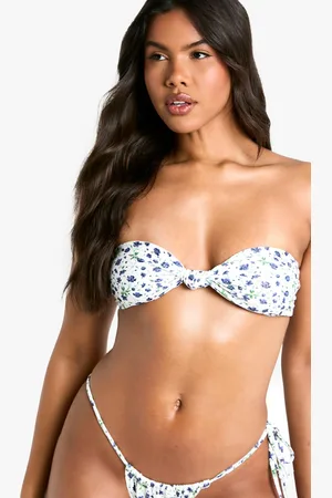 Boohoo Blommig Bikiniöverdel Med Knut