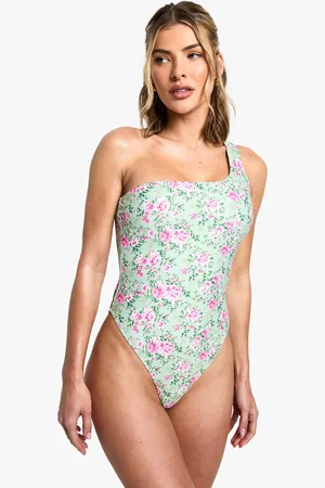 Boohoo Blommig One Shoulder-Baddräkt