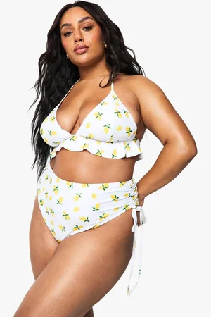 Boohoo Plus Mönstrad Bikini Med Hög Midja